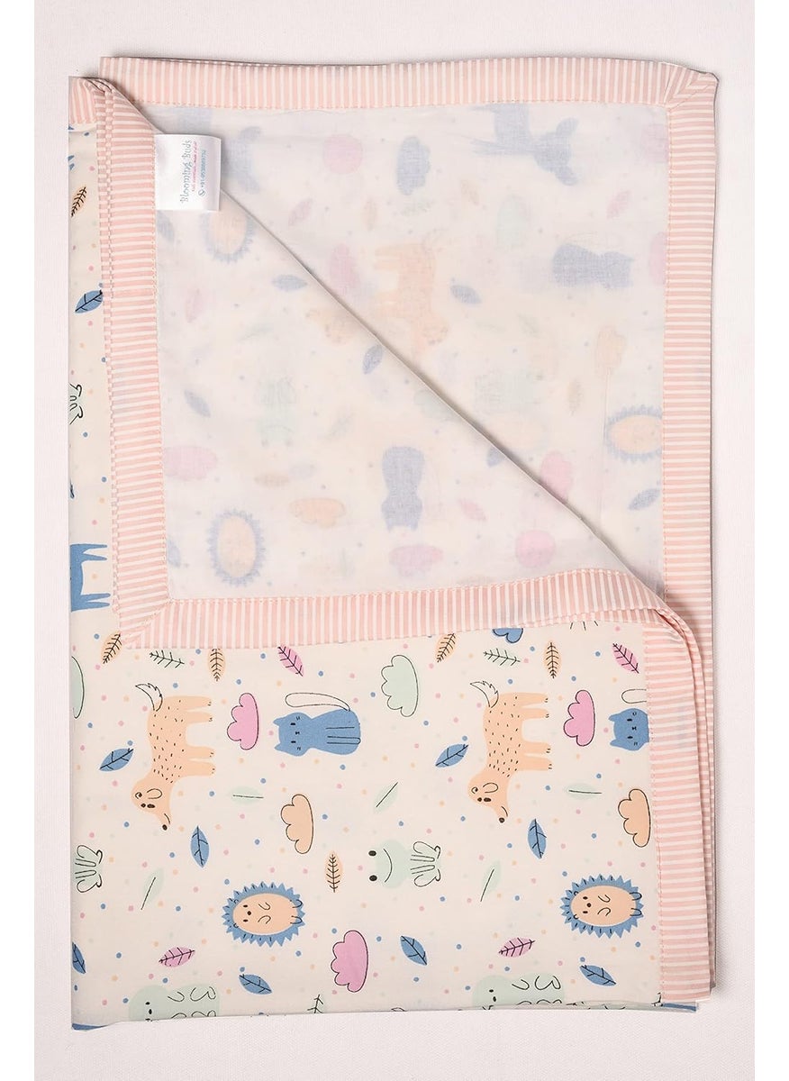 Blooming Buds Multicolor Cotton Baby Dohar Jungle Friends Suitable for Newborn to 3 Years Size 89X116cm