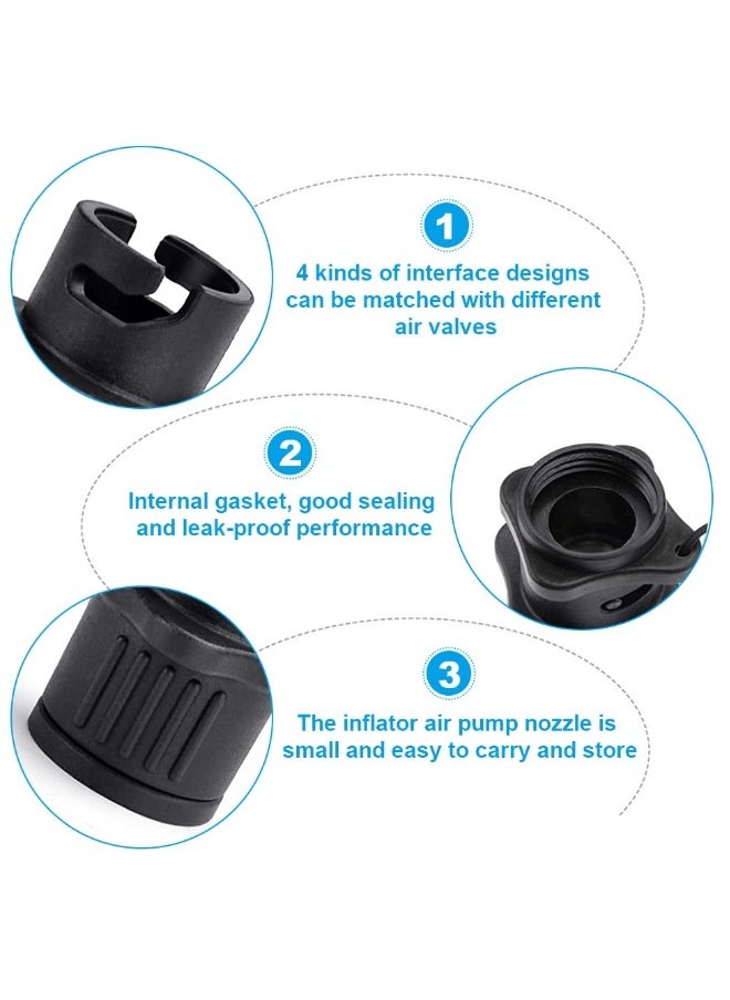 5 Pcs Inflatable Boat Air Pump Adaptors, Multifunctional Air Pump Converter Kit, Standard Conventional Air Pump for Kayak, Stand Up Paddle Board, Inflatable Bed, Inflatable Dinghy