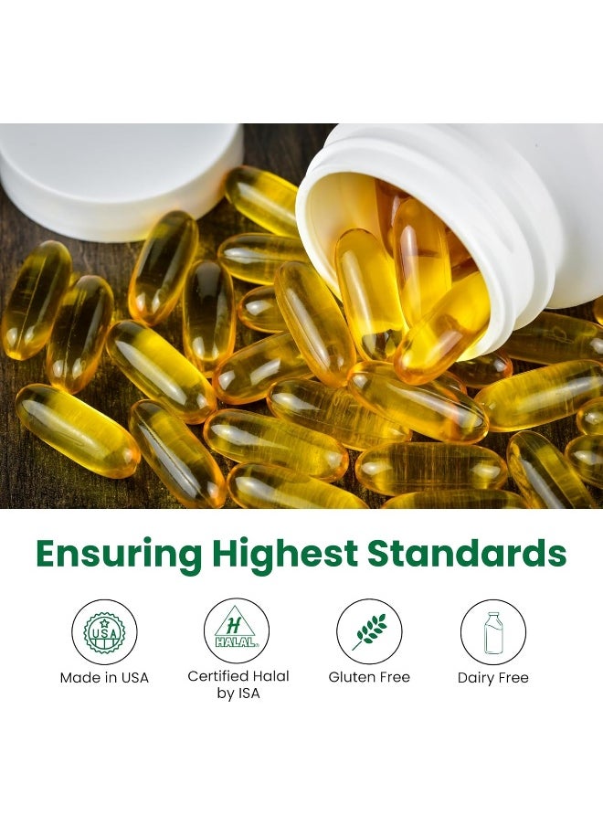 Fish Oil 1200Mg Omega-3 300Mg With Premium Epa/Dha, One-Per-Day, Supports Brain, Heart And Cardiovascular Health, Keto Friendly, Gluten-Free, 120 Softgels, Made In Usa, Halal Vitamins