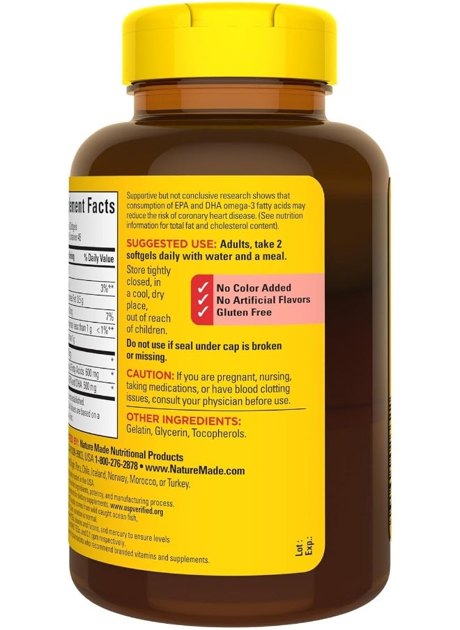Fish Oil 1000 Mg, 90 Softgels, Omega 3 Supplement For Heart Health