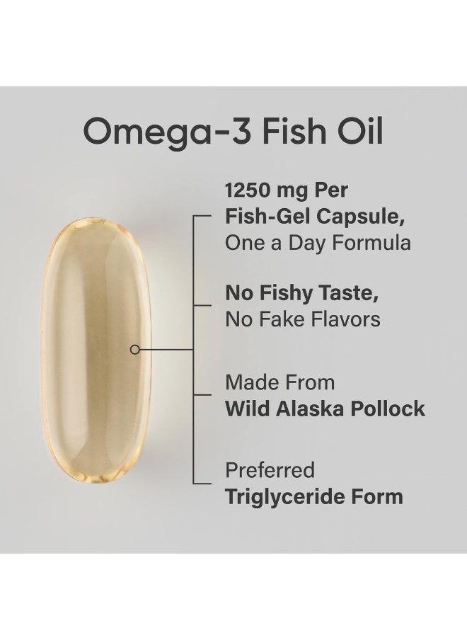 Omega-3 Fish Oil, Triple Strength, 1250 Mg, 180 Softgels