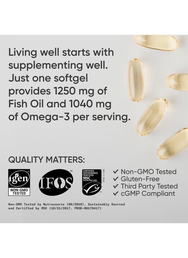 Omega-3 Fish Oil, Triple Strength, 1250 Mg, 180 Softgels