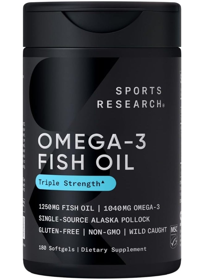Omega-3 Fish Oil, Triple Strength, 1250 Mg, 180 Softgels