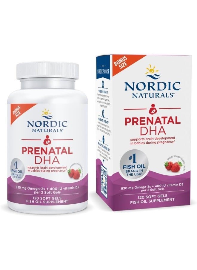 Prenatal Dha, Strawberry - 830 Mg Omega-3 + 400 Iu Vitamin D3-120 Soft Gels