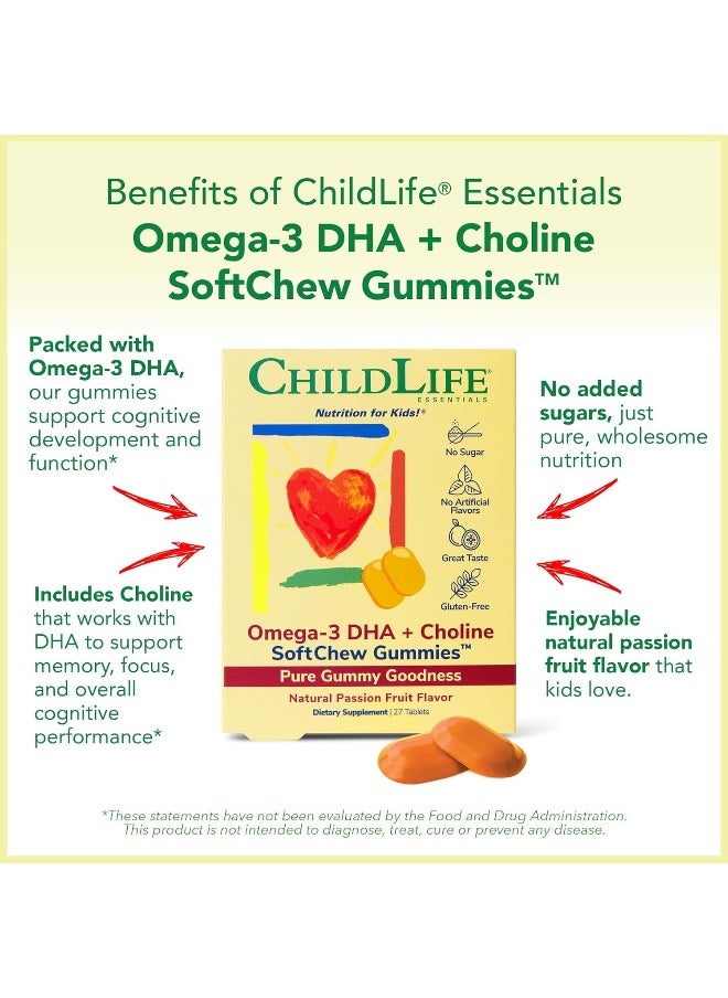 Omega-3 Dha Choline Softmelts Natural Passion Fruit Flavor 27 Tablets
