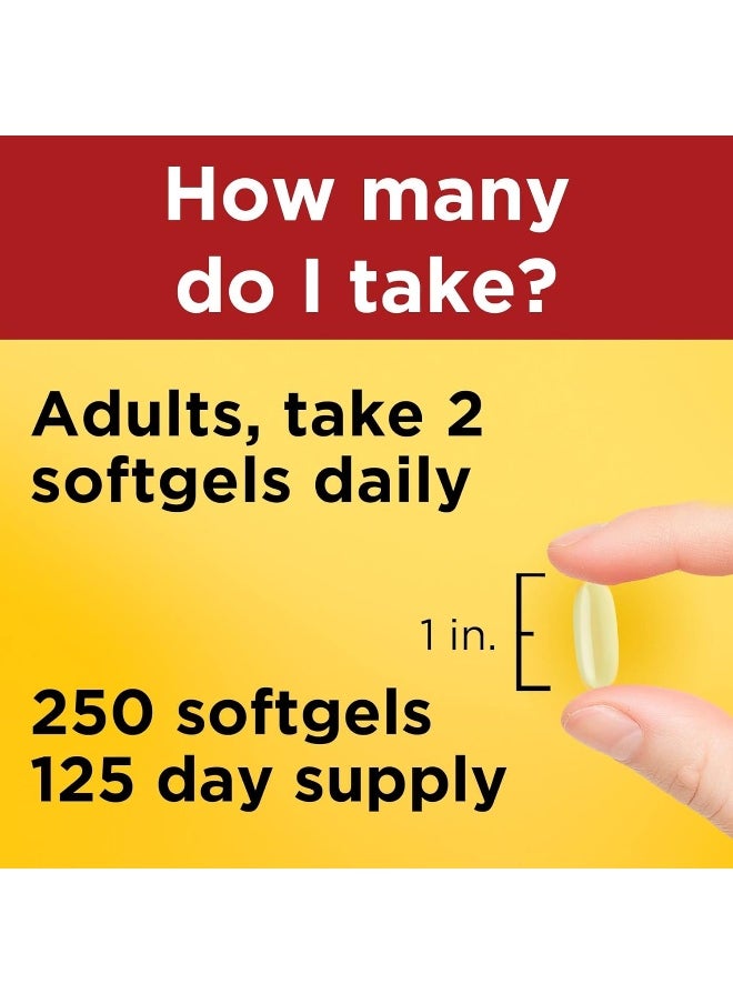 Fish Oil 1000 Mg Softgels, Omega 3 Fish Oil For Healthy Heart Support, Supplement With 250 Softgels, 125 Day Supply