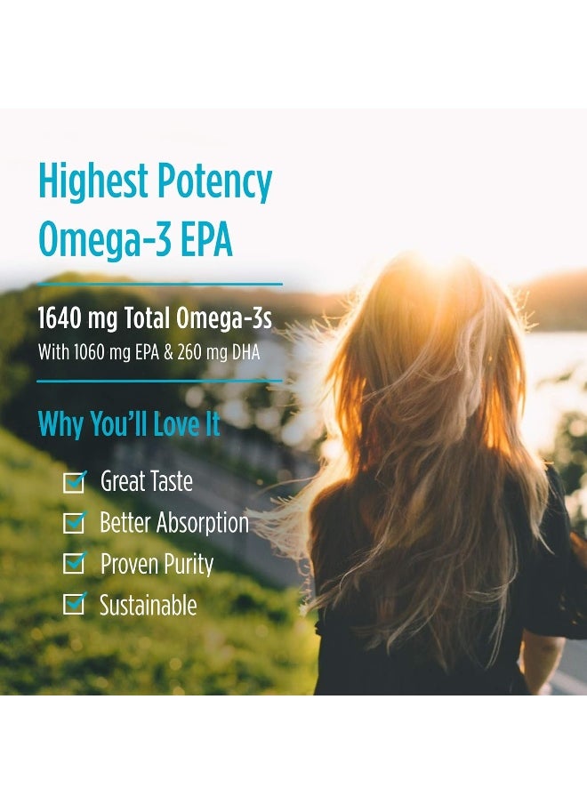 Epa Xtra - 1640 Mg Omega-3S Including 1060 Mg Epa, Potent Dose To Support Cardiovascular, Immune And Mood Health*, Lemon Flavored, 90 Count