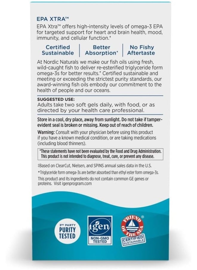 Epa Xtra - 1640 Mg Omega-3S Including 1060 Mg Epa, Potent Dose To Support Cardiovascular, Immune And Mood Health*, Lemon Flavored, 90 Count