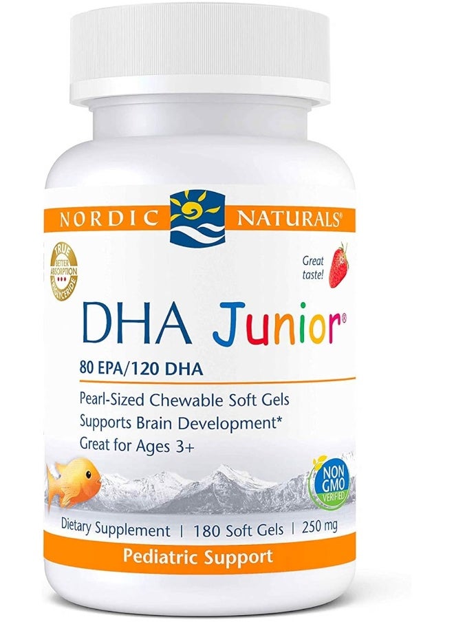 Pro Dha Junior, Strawberry - 180 Mini Chewable Soft Gels - 250 Mg Total Omega-3S With Epa & Dha - Brain Development & Visual Function - Non-Gmo - 45 Servings