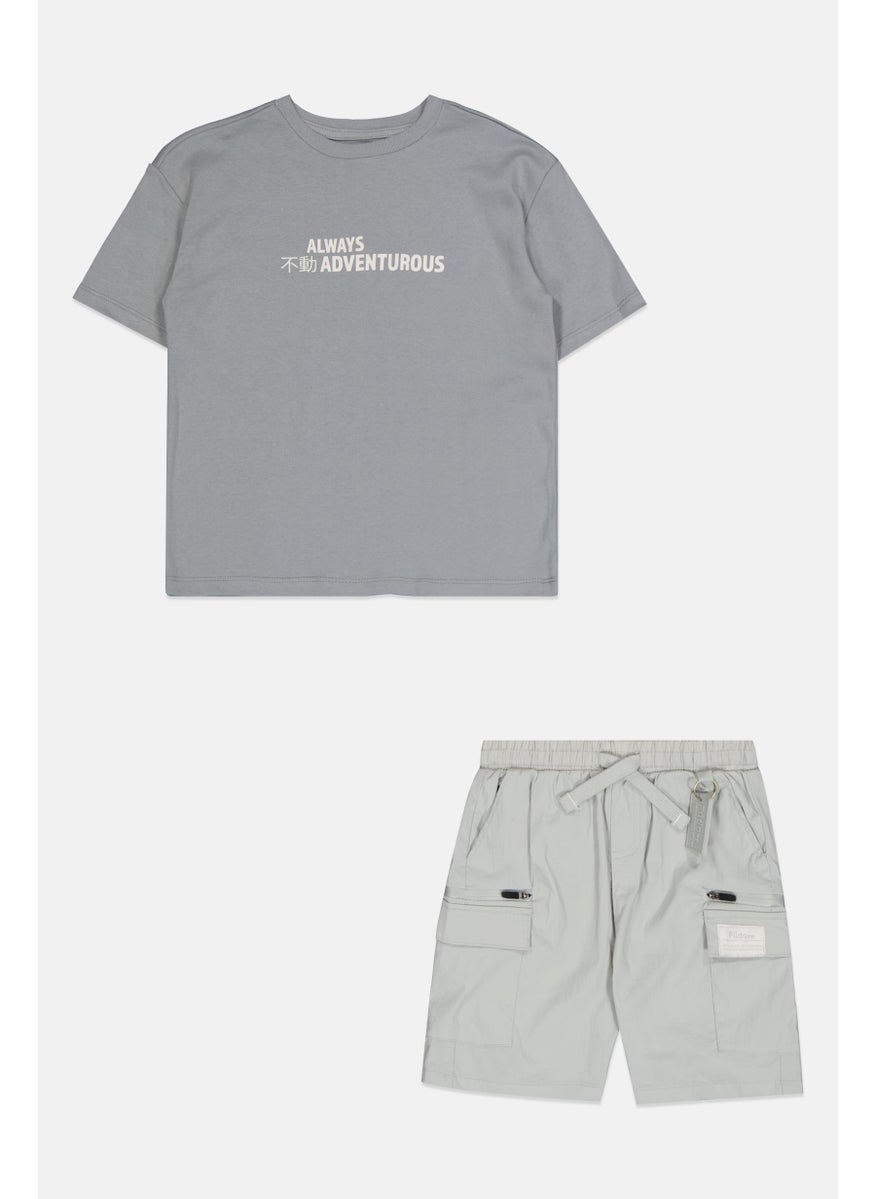 Toddlers Boy 2pc Graphic Print T-shirt And Cargo Short Set, Multicolor