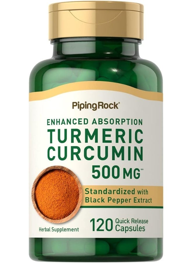 Piping Rock Standardised Turmeric Curcumin Complex 500 Mg 120 Quick Release Capsules Herbal Supplement