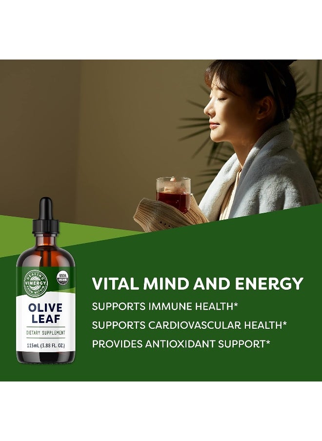 Vimergy Organic Olive Leaf Extract, 57 Servings - Pure Olive Leaf Liquid Drops - Supports Immune and Cardiovascular Health - USDA Organic, Gluten-Free, Non-GMO, Vegan & Paleo Friendly (4 oz)