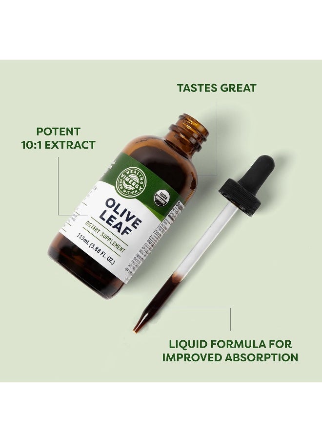 Vimergy Organic Olive Leaf Extract, 57 Servings - Pure Olive Leaf Liquid Drops - Supports Immune and Cardiovascular Health - USDA Organic, Gluten-Free, Non-GMO, Vegan & Paleo Friendly (4 oz)