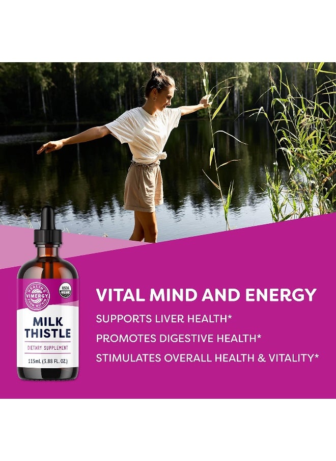 Vimergy USDA Organic Milk Thistle Extract, 57 Servings – Healthy Liver Support Supplement Drops – Liquid Milk Thistle Tincture – No Alcohol Added - Non-GMO, Vegan & Paleo (115 ml)