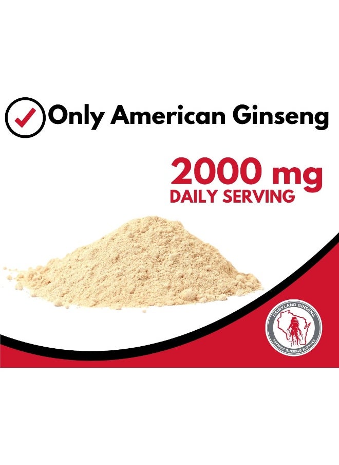 Authentic American Ginseng Powder - No Additives, Non-GMO, Gluten Free, Ground from Wisconsin Roots, 4 Oz