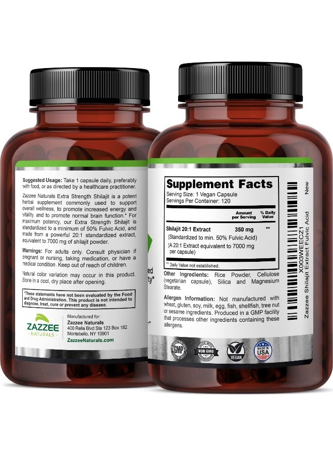 Shilajit Extract Fulvic Acid, 120 Capsules