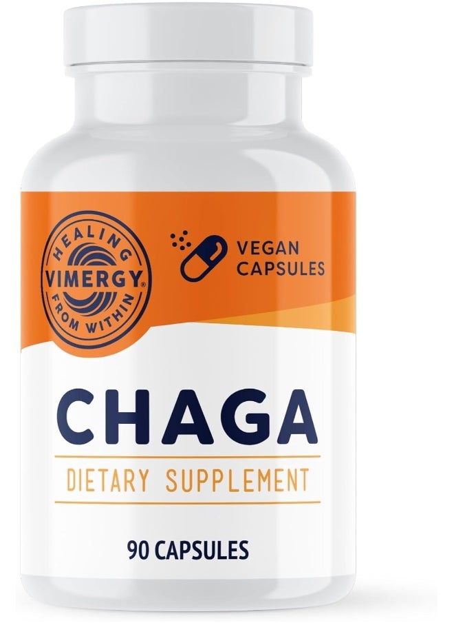 Vimergy Chaga Mushroom Capsules, 30 Servings – Real Mushroom Herbal Supplement for Cardiovascular Support - Kosher, Non-GMO, Gluten-Free, Vegan, Paleo - 100% Pure Chaga with Zero Fillers (90 Count)