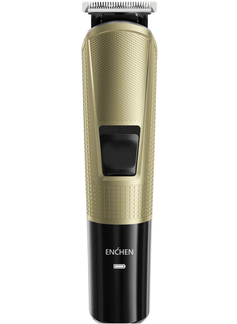 Enchen Beardo 3 Trimmer, 8000 RPM, Low Noise, Self Sharpening Stainless Steel Blades, Indicator Light, Up To 120 Minutes Of Use, 800mAh Battery, Gold | Beardo-3