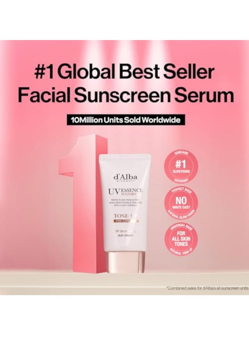 d'alba Piedmont Italian White Truffle Waterfull Tone-up Sunscreen, pure and Vegan hybrid pink tinted moisturizer, glow and brightening sunscreen, gentle and safe use sunscreen