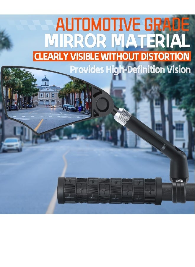 Bike Mirror Anti-Glare Handlebar Bike Mirror Safety Mirror with Retractable 360° Adjustable Lens Foldable Bicycle Mirror for Mountain Road E-bike Dirt Bikes 20-23mm Handlebars Left