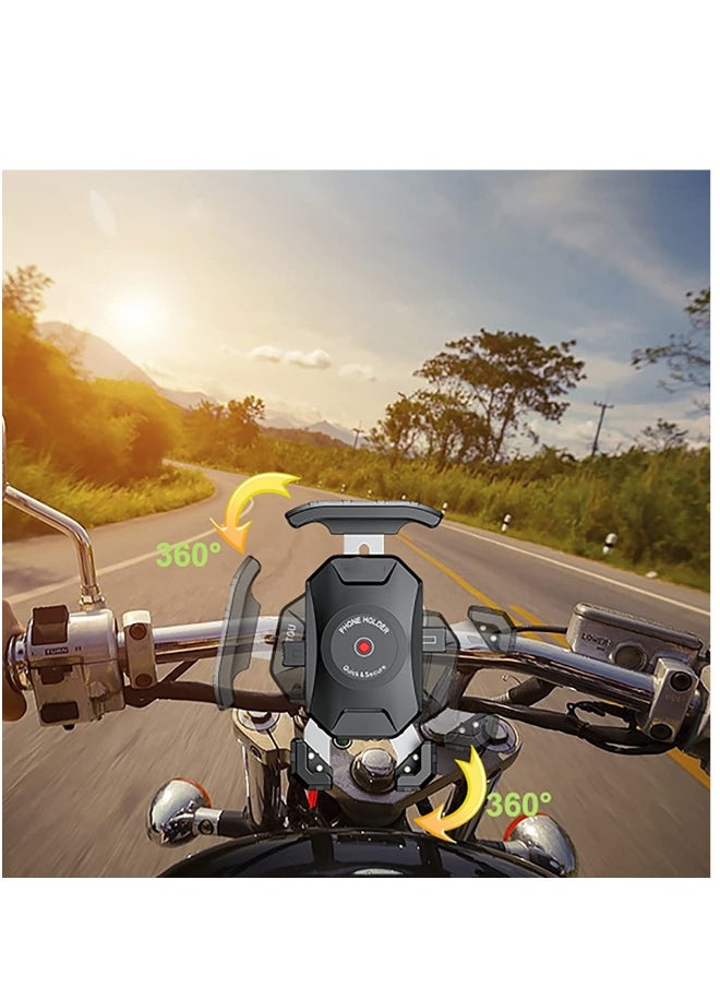 Anti-Theft Motorcycle Phone Holder - Dual Socket Aluminum Ball Mount for 4.0-7.0