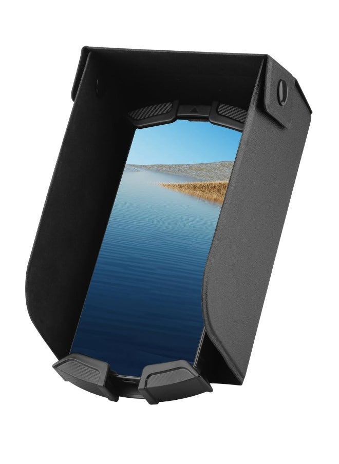 Motorcycle Phone Mount Holder with Sun Shade Waterproof 360° Rotatable Reduce Glare and Reflection, Sturdy Secure Can One-Handed Operation Premium ABS and PC Anti Oxidation Compatibility Any Phone