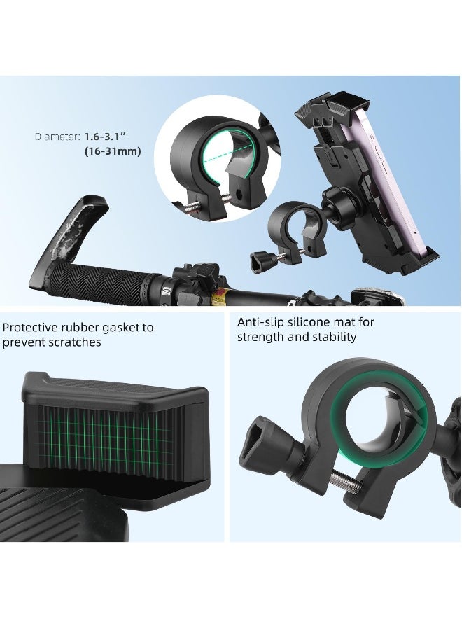 Motorcycle Phone Mount Holder with Sun Shade Waterproof 360° Rotatable Reduce Glare and Reflection, Sturdy Secure Can One-Handed Operation Premium ABS and PC Anti Oxidation Compatibility Any Phone