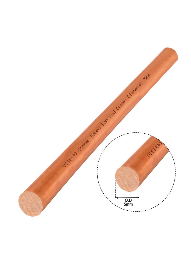 Visiaro Hard Copper Round Bar Rod 1mtr Outer Dia 5 mm Pack of 1