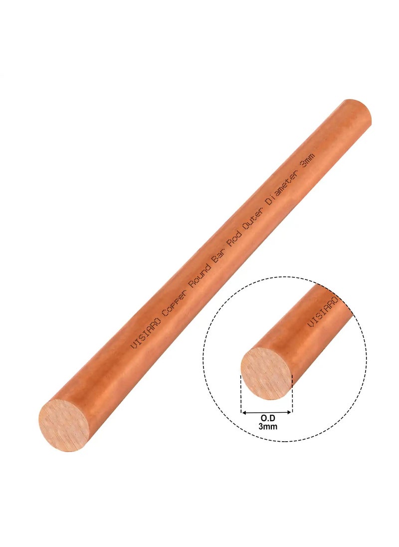 Visiaro Hard Copper Round Bar Rod 1mtr Outer Dia 3 mm Pack of 2
