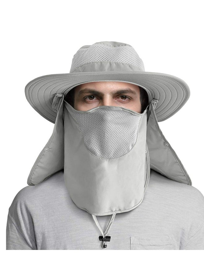 Outdoor Sun Hat UPF 50 Protection Waterproof Fishing Cap Face Cover Summer Neck Flap Hat, Unisex Sun Hat with Neck Flap Cover Fishing Cap, Neck Protection