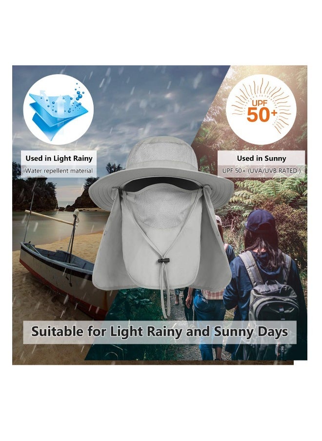 Outdoor Sun Hat UPF 50 Protection Waterproof Fishing Cap Face Cover Summer Neck Flap Hat, Unisex Sun Hat with Neck Flap Cover Fishing Cap, Neck Protection