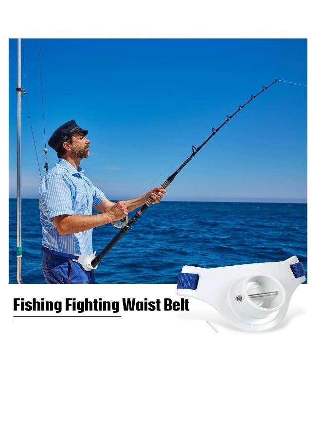 Fishing Belt Waist Rod Holder, 2 Pcs Offshore Stand Up Fighting Harness for Men & Women, Fishing Rod Belt, Fishing Rod Holder, ABS Gimbals with Stainless Steel Insert Locking Pin, White