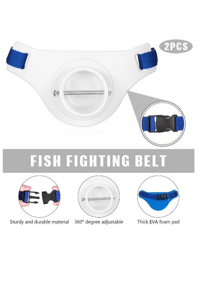 Fishing Belt Waist Rod Holder, 2 Pcs Offshore Stand Up Fighting Harness for Men & Women, Fishing Rod Belt, Fishing Rod Holder, ABS Gimbals with Stainless Steel Insert Locking Pin, White