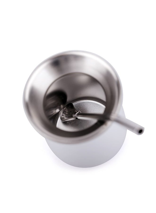 Yerba Mate Cup Stainless Steel Mate Cup And Bombilla Set 8oz Yerba Mate Gourd Double Walled Tea Cup With Straw (White)