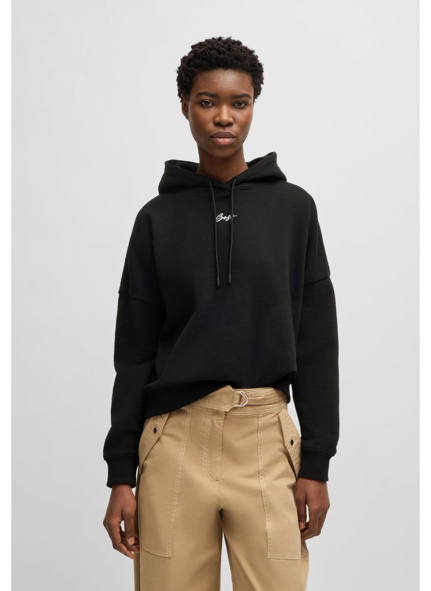 Oversized-fit hoodie in cotton terry with handwritten logo