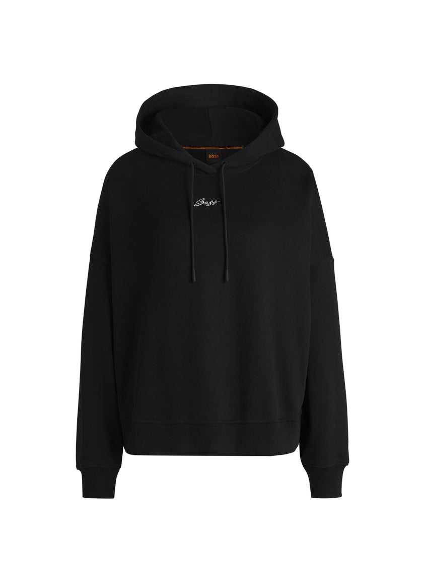 Oversized-fit hoodie in cotton terry with handwritten logo