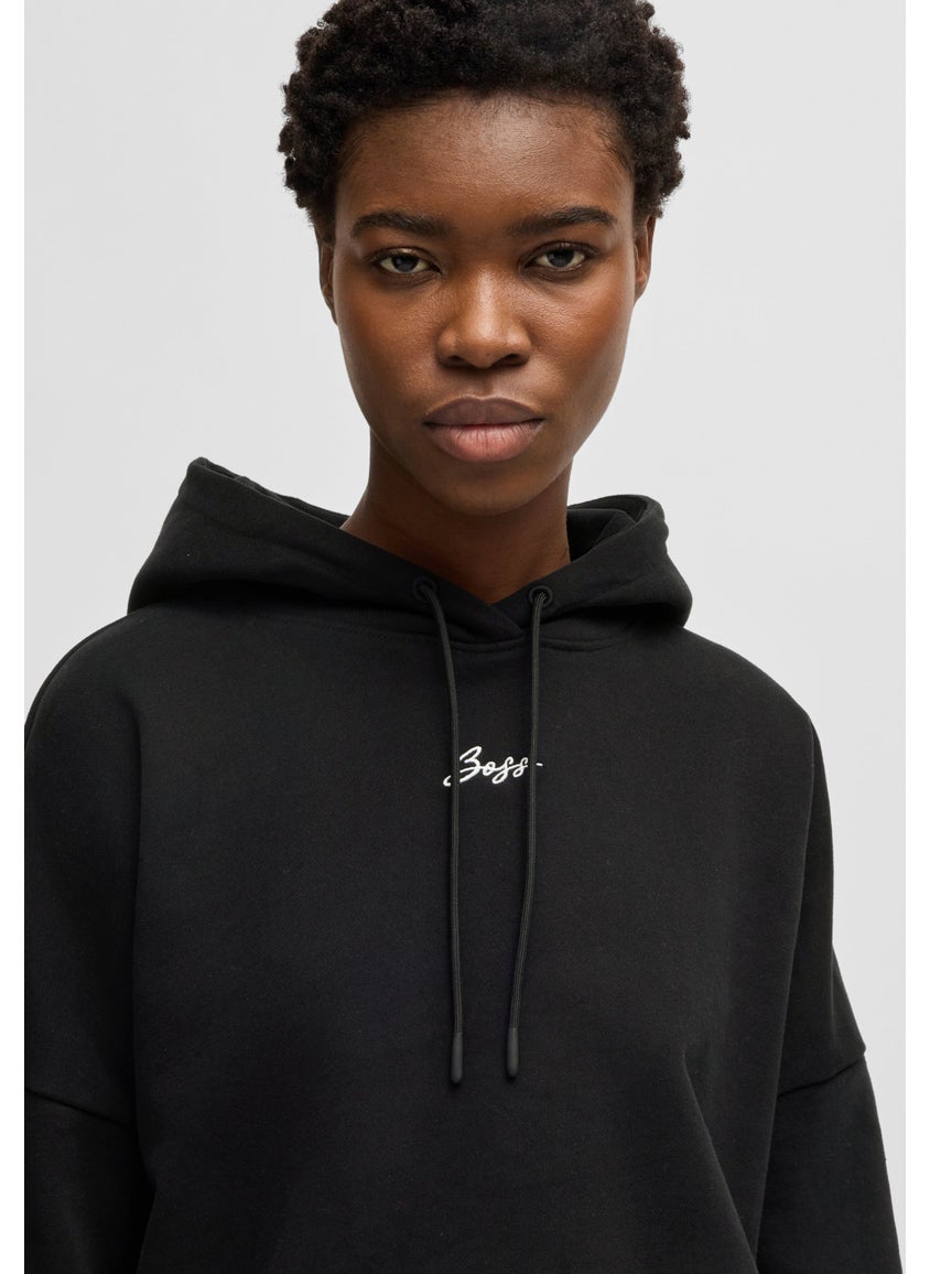 Oversized-fit hoodie in cotton terry with handwritten logo