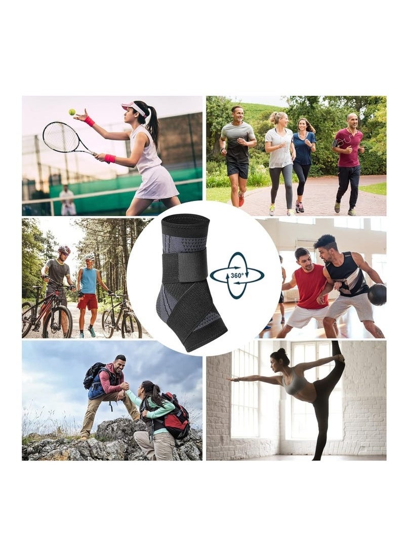 2 Piece Ankle Protector Adjustable Compression Ankle Support Brace For Running Sports Football and Basketball(XL)