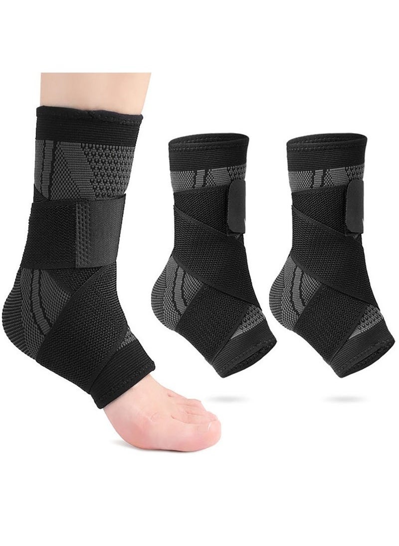 2 Piece Ankle Protector Adjustable Compression Ankle Support Brace For Running Sports Football and Basketball(XL)
