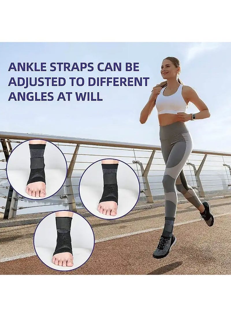 2 Piece Ankle Protector Adjustable Compression Ankle Support Brace For Running Sports Football and Basketball(XL)