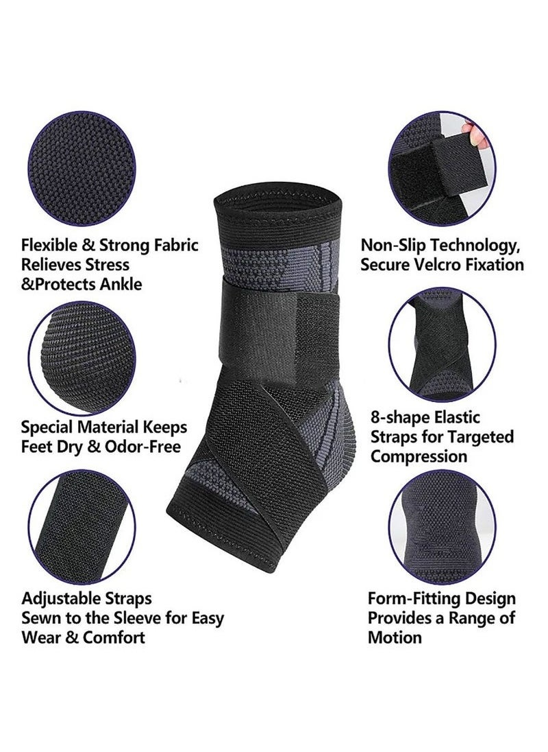 2 Piece Ankle Protector Adjustable Compression Ankle Support Brace For Running Sports Football and Basketball(XL)