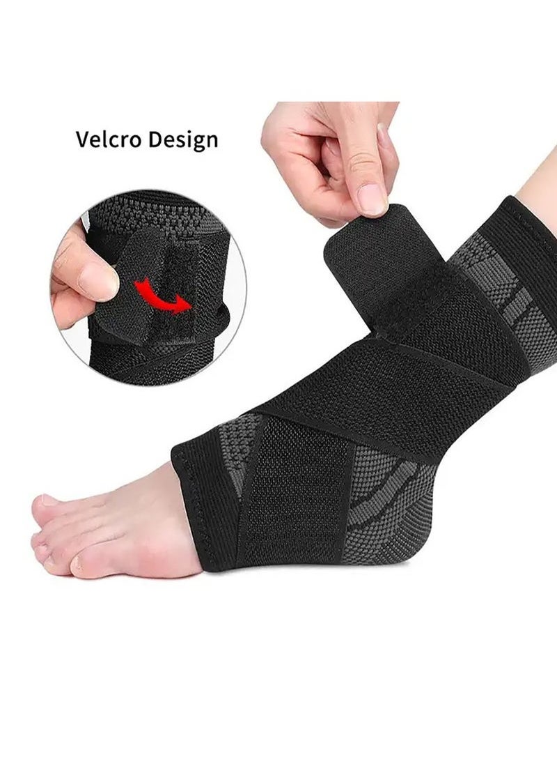 2 Piece Ankle Protector Adjustable Compression Ankle Support Brace For Running Sports Football and Basketball(XL)
