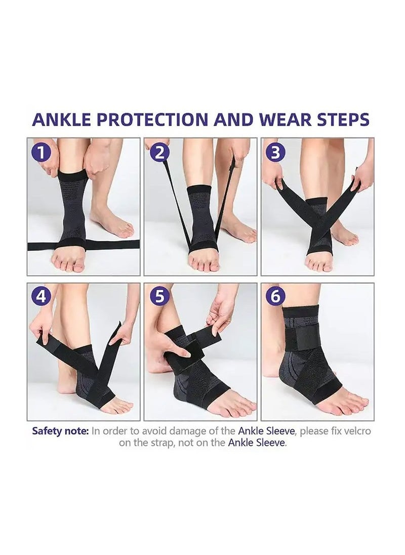 2 Piece Ankle Protector Adjustable Compression Ankle Support Brace For Running Sports Football and Basketball(XL)
