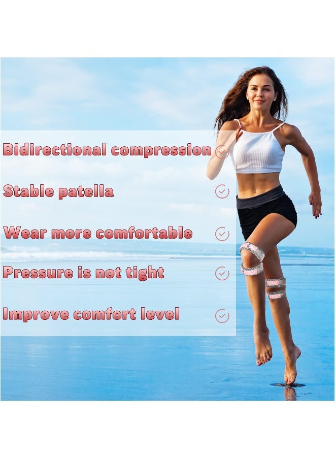 Patellar Tendon Support Strap Set, 2 Pcs Adjustable Knee Brace Knee Stabilizer Compression Patellar Tendon Support Strap For Working Out, Running, Weightlifting (Pink)