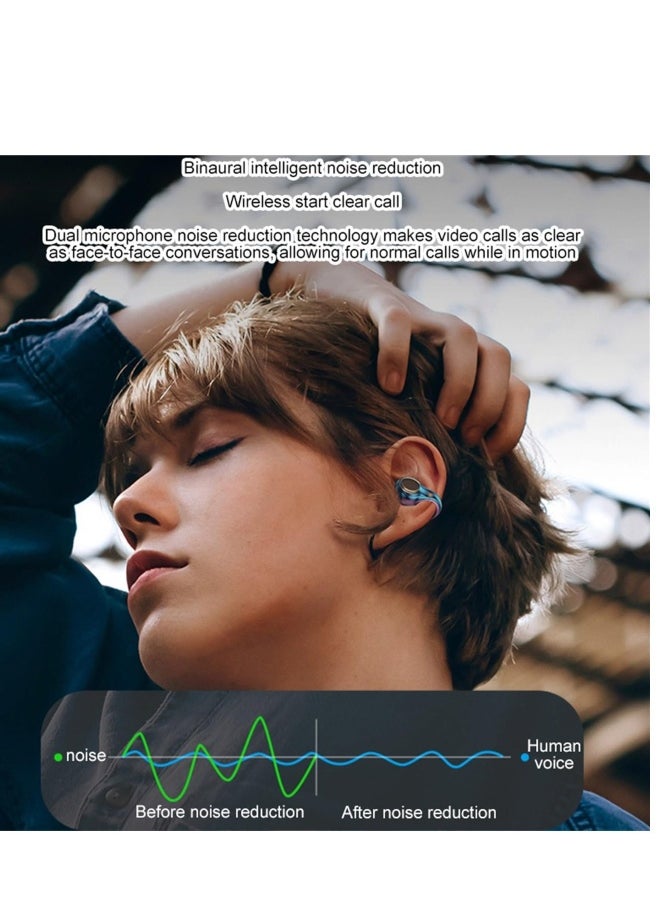 Wireless Ear Clip Bone Conduction Headphones, Bluetooth 5.3 Waterproofs Open Ear Headphones, Open Sport Bone Earbuds, with Digital Display Charging Case, for Running, Walking, Workout (Black)