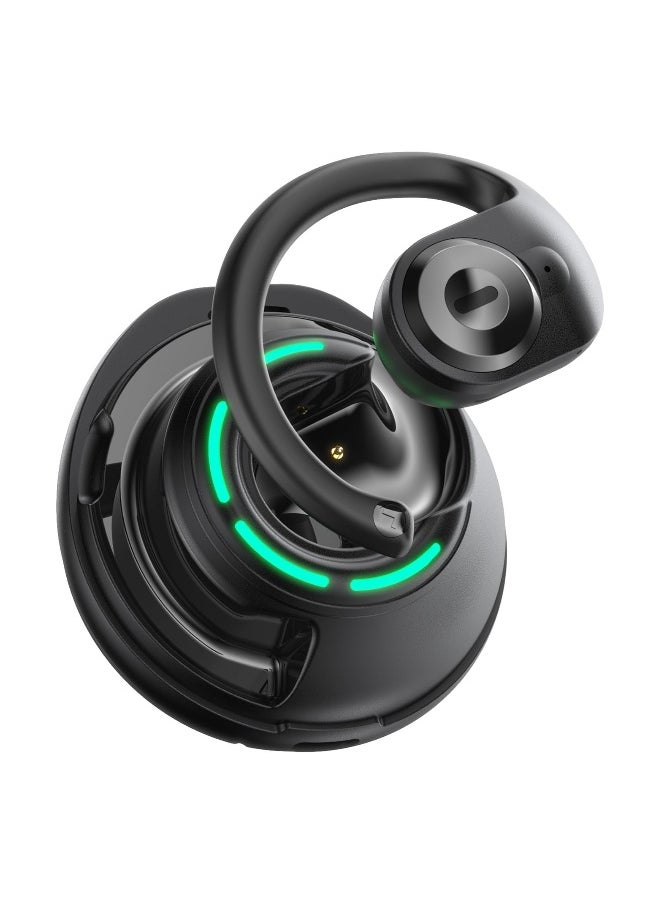 Open Ear Headphones Wireless Earbuds, Sports Fitness Running Waterproof Noise Canceling Over-Ear Headset with Microphone Gaming Earbuds HD Call Compatible with Android/iOS (Black)