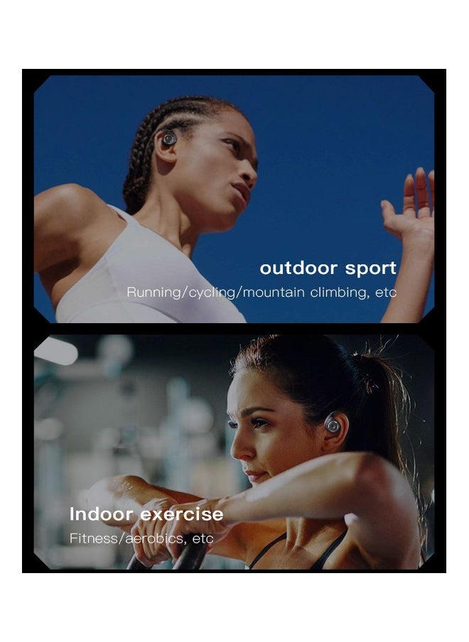 Open Ear Headphones Wireless Earbuds, Sports Fitness Running Waterproof Noise Canceling Over-Ear Headset with Microphone Gaming Earbuds HD Call Compatible with Android/iOS (Black)