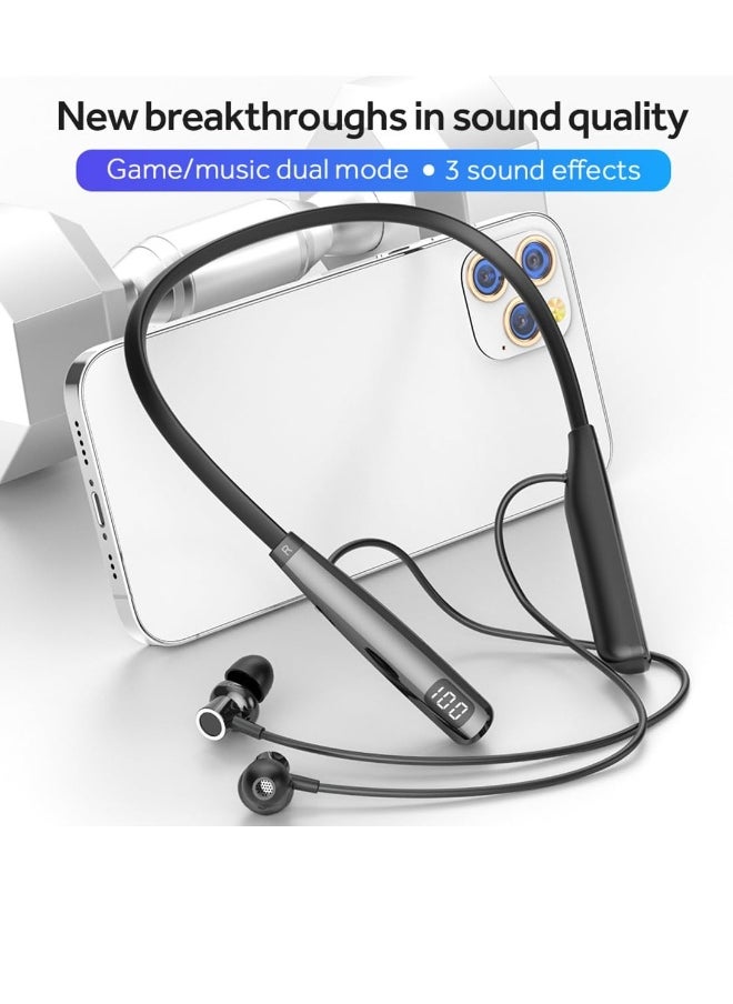 Wireless Headphones Neckband Bluetooth 5.3 with LED Power Display Waterproof Hi-Fi Stereo Earbuds for Sports Gym Running