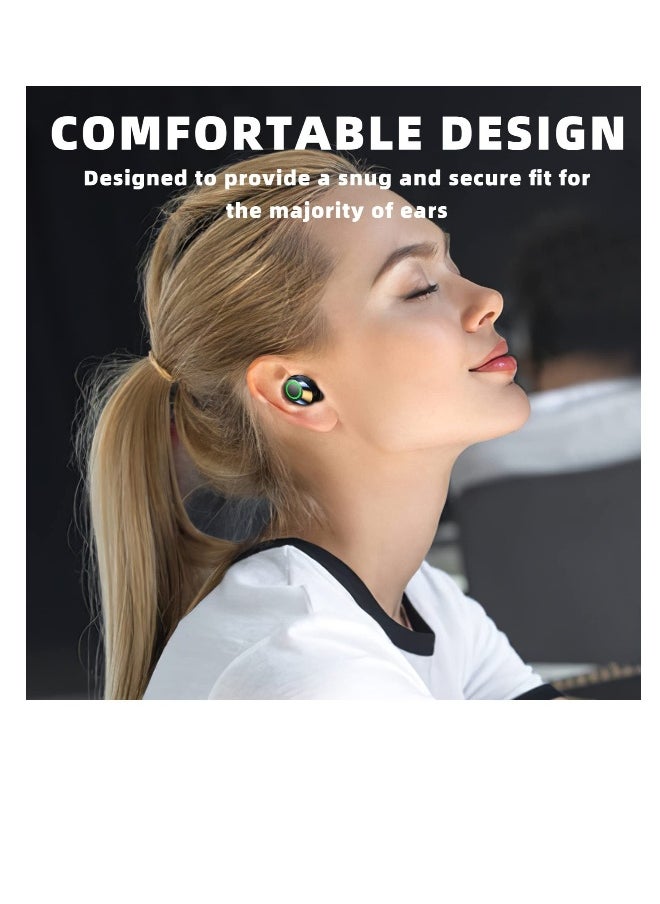 Wireless Earbuds, Bluetooth 5.3 in Ear Headphones Built-in Microphon, HiFi Stereo Sound, LCD Recharger Case, in-Ear Headphones with LED Display Touch Control, for Sports, Work, Gym(Black)