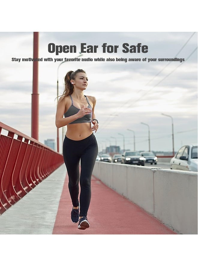 Open Ear Bone Conduction Headphones, 24 Hours Playtime, Bluetooth 5.3 Wireless EHeadphones with Mic, Clip-On Earbuds with Digital Display Charging Case, White